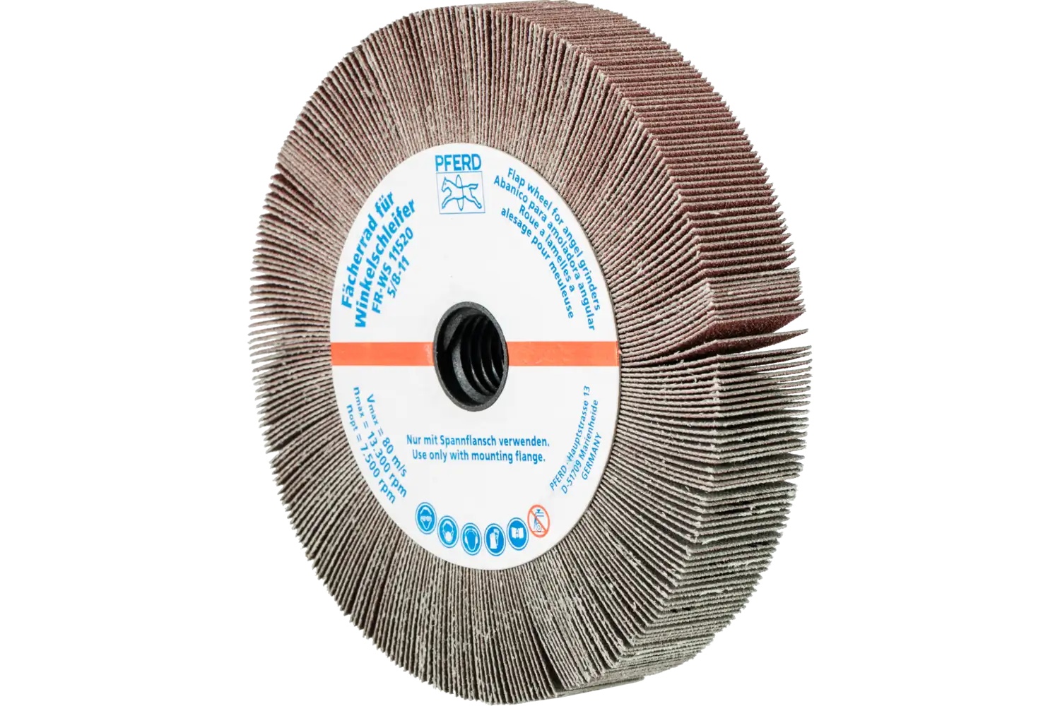 Picture of Pferd Angle Grinder Flap Wheel, 4-1/2" X 3/4 X 5/8-11, 120 Grit, Aluminum Oxide